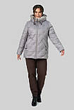 Жіноча куртка Анжеліка зимова великих розмірів 50–60 з тінсулейтом і хутром сталевий сірий, фото 3