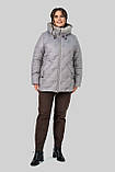 Жіноча куртка Анжеліка зимова великих розмірів 50–60 з тінсулейтом і хутром сталевий сірий, фото 6