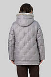Жіноча куртка Анжеліка зимова великих розмірів 50–60 з тінсулейтом і хутром сталевий сірий, фото 7