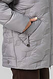 Жіноча куртка Анжеліка зимова великих розмірів 50–60 з тінсулейтом і хутром сталевий сірий, фото 9