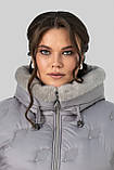 Жіноча куртка Анжеліка зимова великих розмірів 50–60 з тінсулейтом і хутром сталевий сірий, фото 10