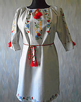 Плаття - вишиванка на сірому льоні розмір XS - S