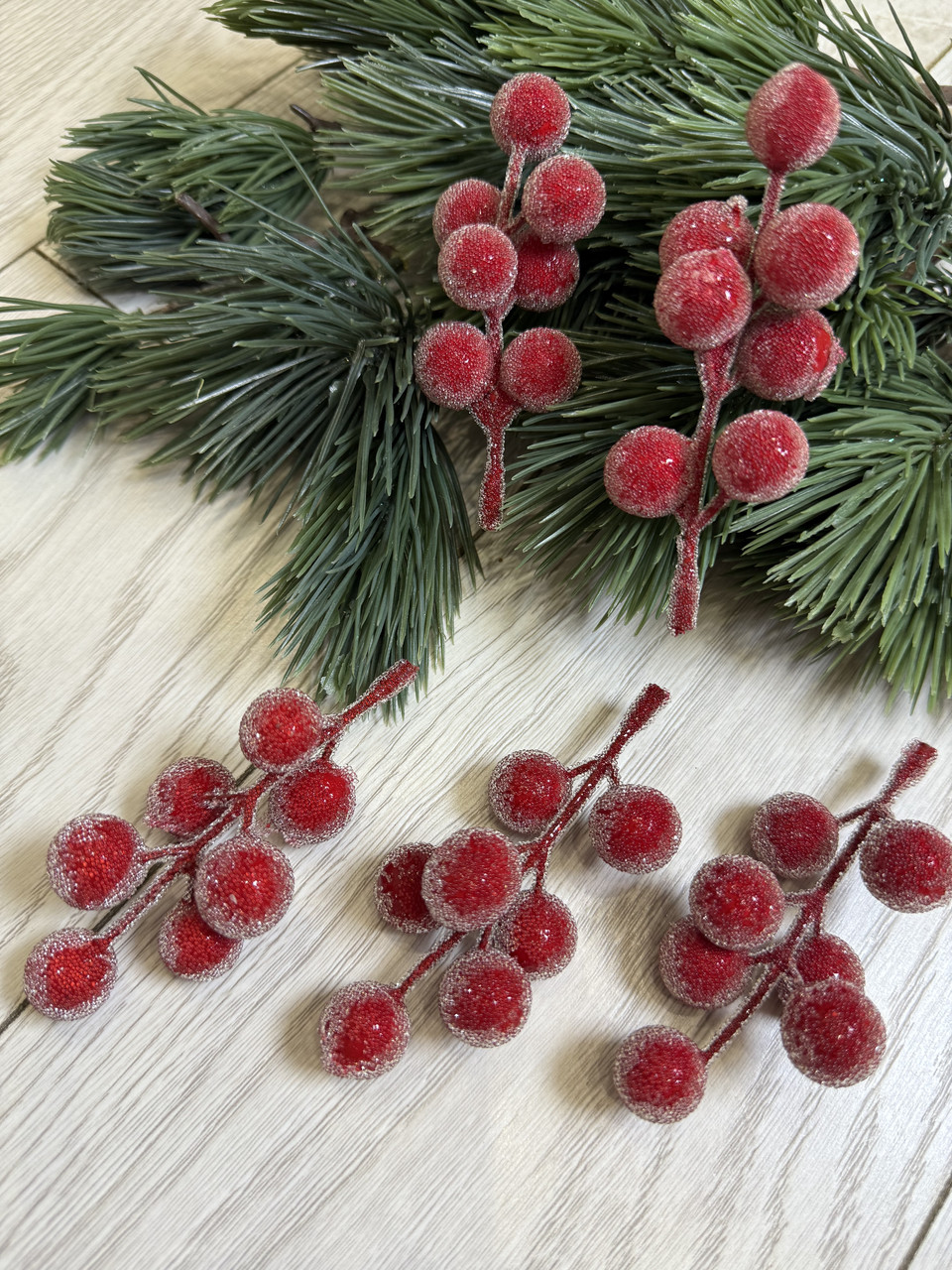 Ягода декоративна в цукрі для композицій . Цукрова ягода для декору ( червона , 9 см ), фото 1