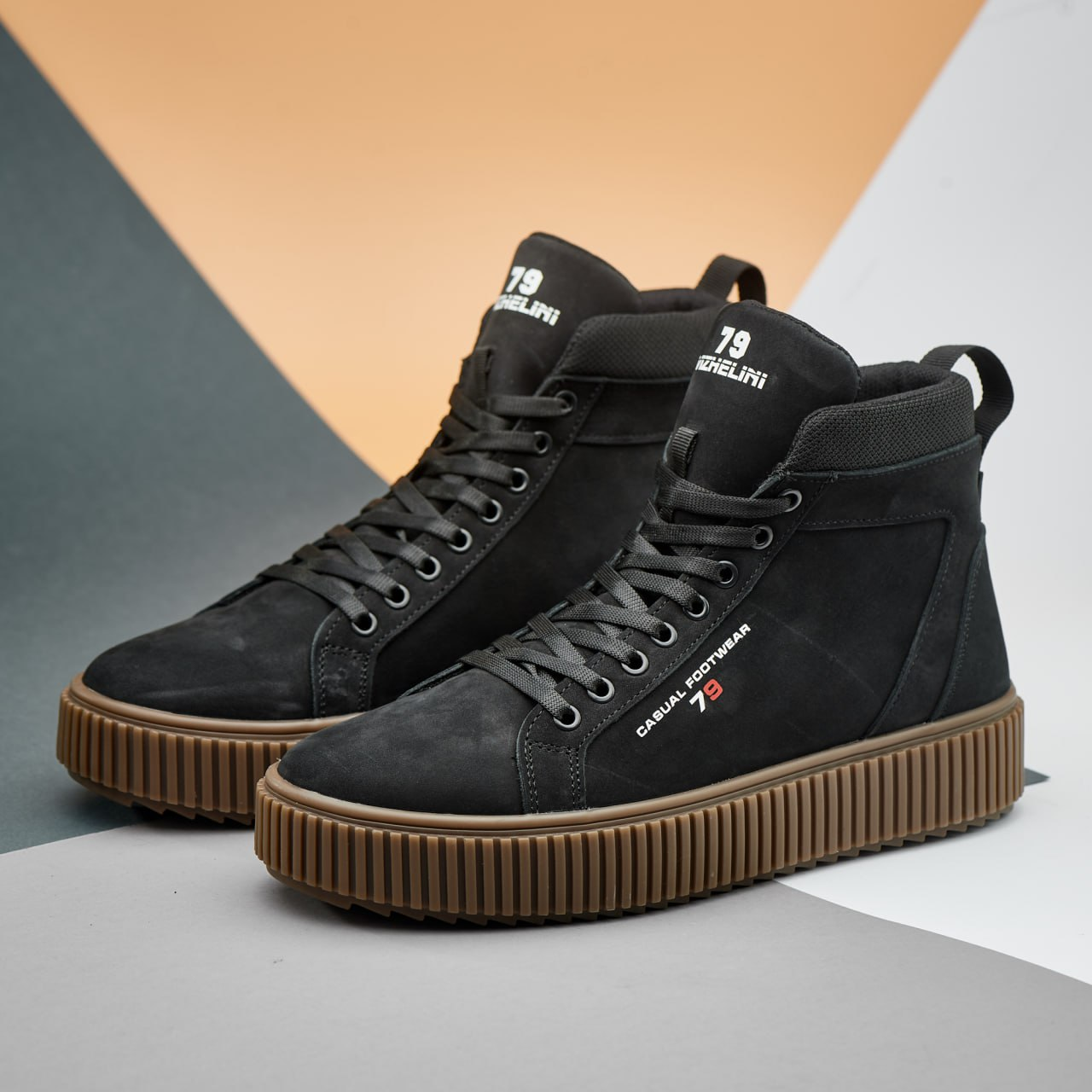 Зимові чоловічі шкіряні черевики, кросівки чорні утеплені з натуральної шкіри на хутрі на зиму для чоловіків, розмір 40-45, фото 1