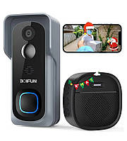 Відеодзвінок BOIFUN 2K Wi-Fi з камерою, акумулятором і бездротовим дзвінком – розумна безпека для дому
