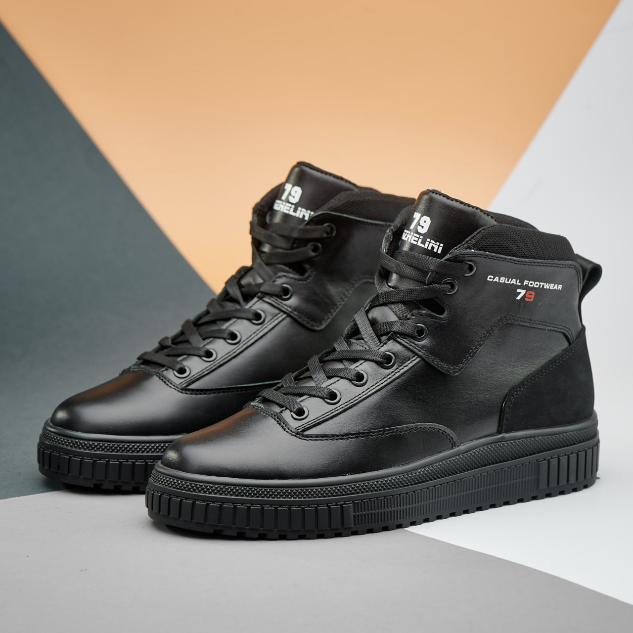 Зимові чоловічі шкіряні черевики, кросівки чорні утеплені з натуральної шкіри на хутрі на зиму для чоловіків, розмір 40-45, фото 1