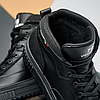 Зимові чоловічі шкіряні черевики, кросівки чорні утеплені з натуральної шкіри на хутрі на зиму для чоловіків, розмір 40-45, фото 7