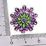 Каблучка. Натуральний аметист, хром діопсид, гранат родоліт і танзаніт. Срібло 925., фото 3