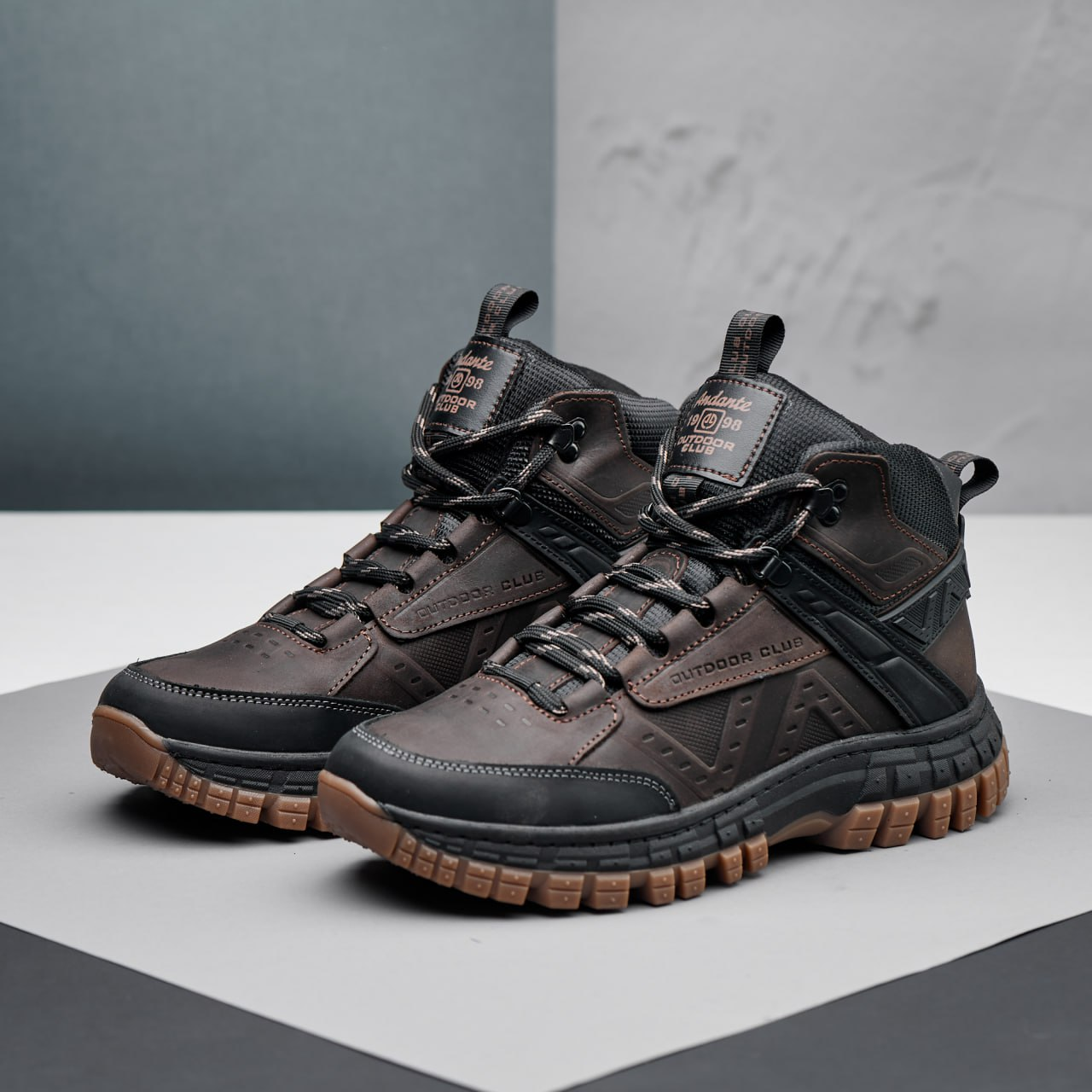 Зимові чоловічі шкіряні черевики, кросівки коричневі утеплені з натуральної шкіри на хутрі на зиму для чоловіків, розмір 40-45, фото 1