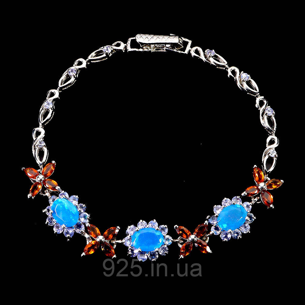 Браслет. Натуральний опал, цитрин і танзаніт. Срібло 925., фото 1