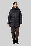 Жіноча зимова куртка-пуховик Софія великого розміру 50–60 | Теплий біопуховик до -15°C з капюшоном чорний, фото 3