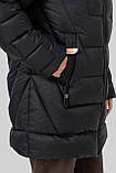 Жіноча зимова куртка-пуховик Софія великого розміру 50–60 | Теплий біопуховик до -15°C з капюшоном чорний, фото 6