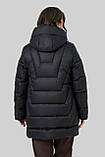 Жіноча зимова куртка-пуховик Софія великого розміру 50–60 | Теплий біопуховик до -15°C з капюшоном чорний, фото 9