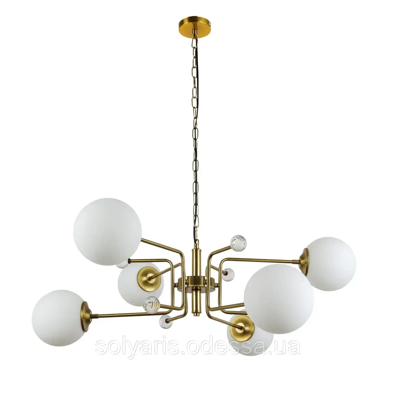 Сучасна підвісна бронзова люстра на 6 ламп на ланцюгу (909-XL3057-6 AB+WH), фото 1