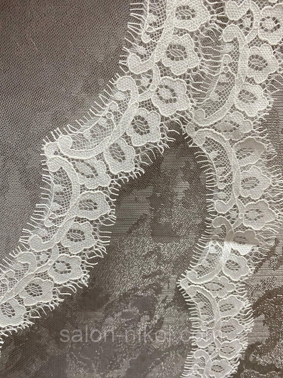 Фата з мереживом шантильї  № 2507 (1,5*2 м) подовжена молочна, фото 1