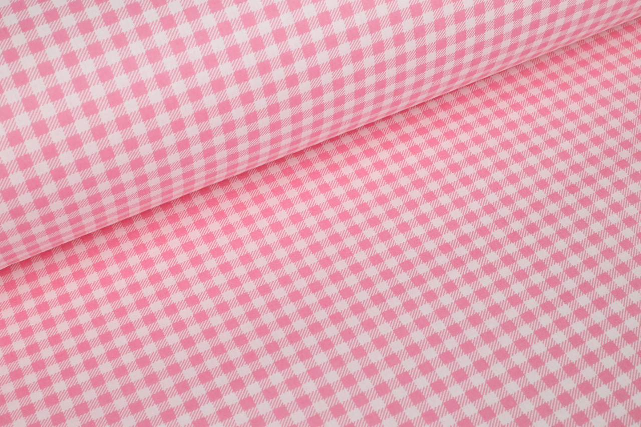 Ранфорс Клітинка 5 мм рожева, ширина 240 см