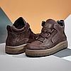 Зимові чоловічі шкіряні черевики, кросівки коричневі утеплені з натуральної шкіри на хутрі на зиму для чоловіків, розмір 40-45, фото 7