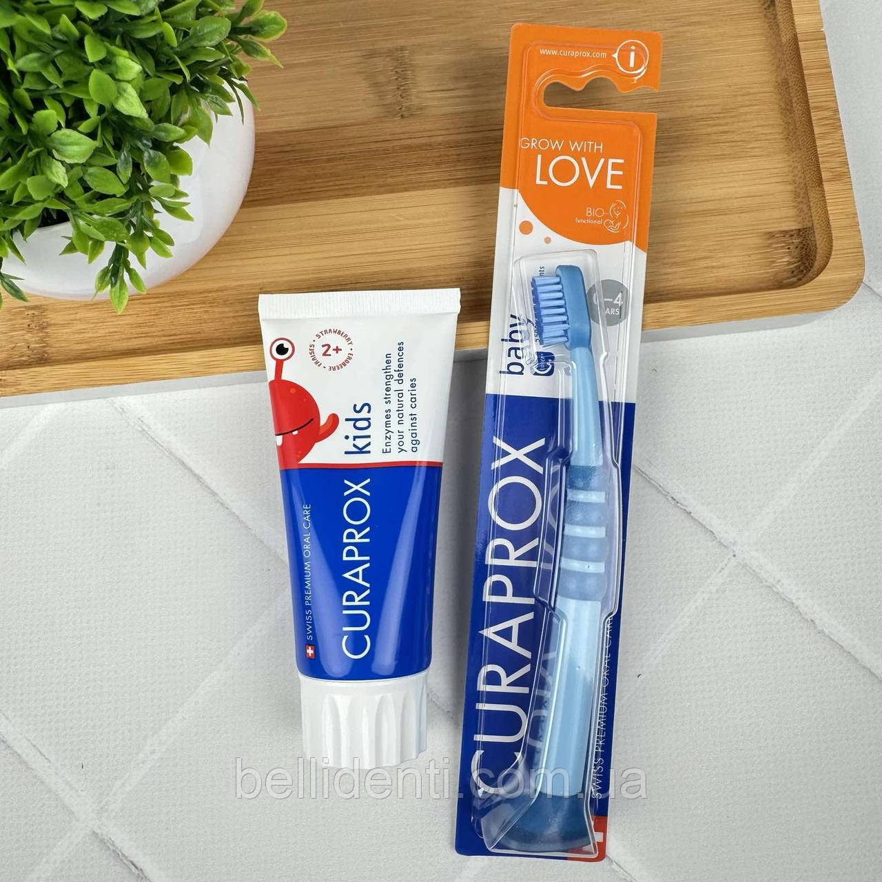 Curakid Kids – Набір для малюків (від 2 до 4 років): ультрам'яка синя щітка CS 4260 + паста з фтором 950 ppm, 60 мл