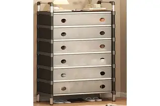 Полиця для взуття SKLM-32 (SLXJ6207H) чорна, металевий стелаж із полицями з пластику, 6 ярусів, фото 3