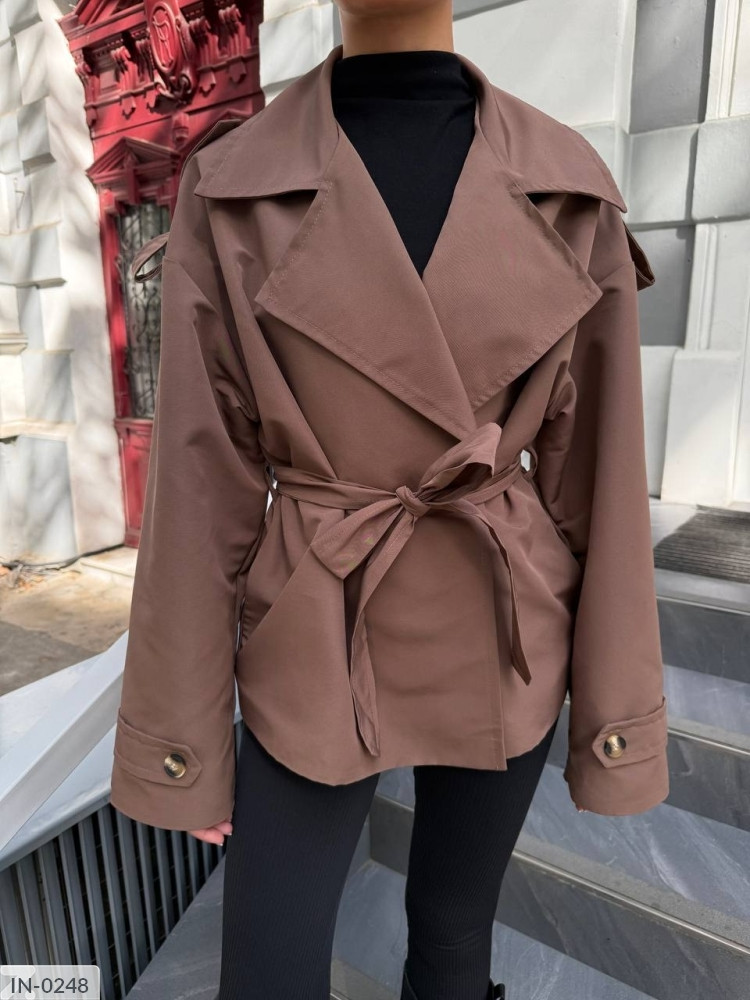 Тренч жіночий котоновий класичний стильний весна-осінь на підкладці з поясом розміри 42-48