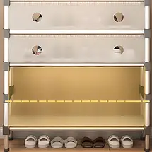 Полиця для взуття SKLM-25 біла, металевий стелаж із пластиковими полицями, 4 яруси, фото 3