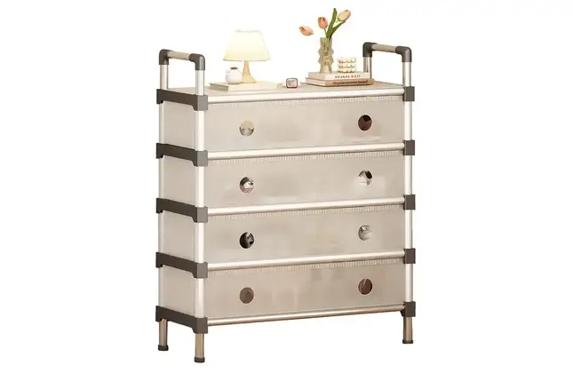 Полиця для взуття SKLM-25 біла, металевий стелаж із пластиковими полицями, 4 яруси, фото 1