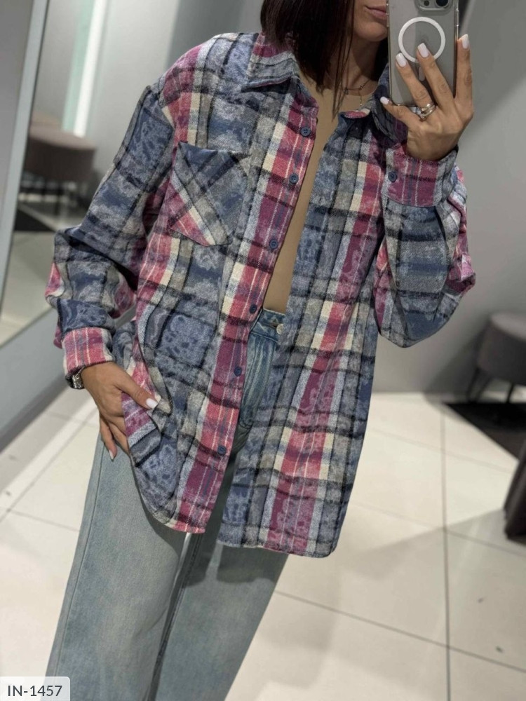 Сорочка жіноча якісна модна зручна для прогулянок із фланелі в клітинку вільний фасон