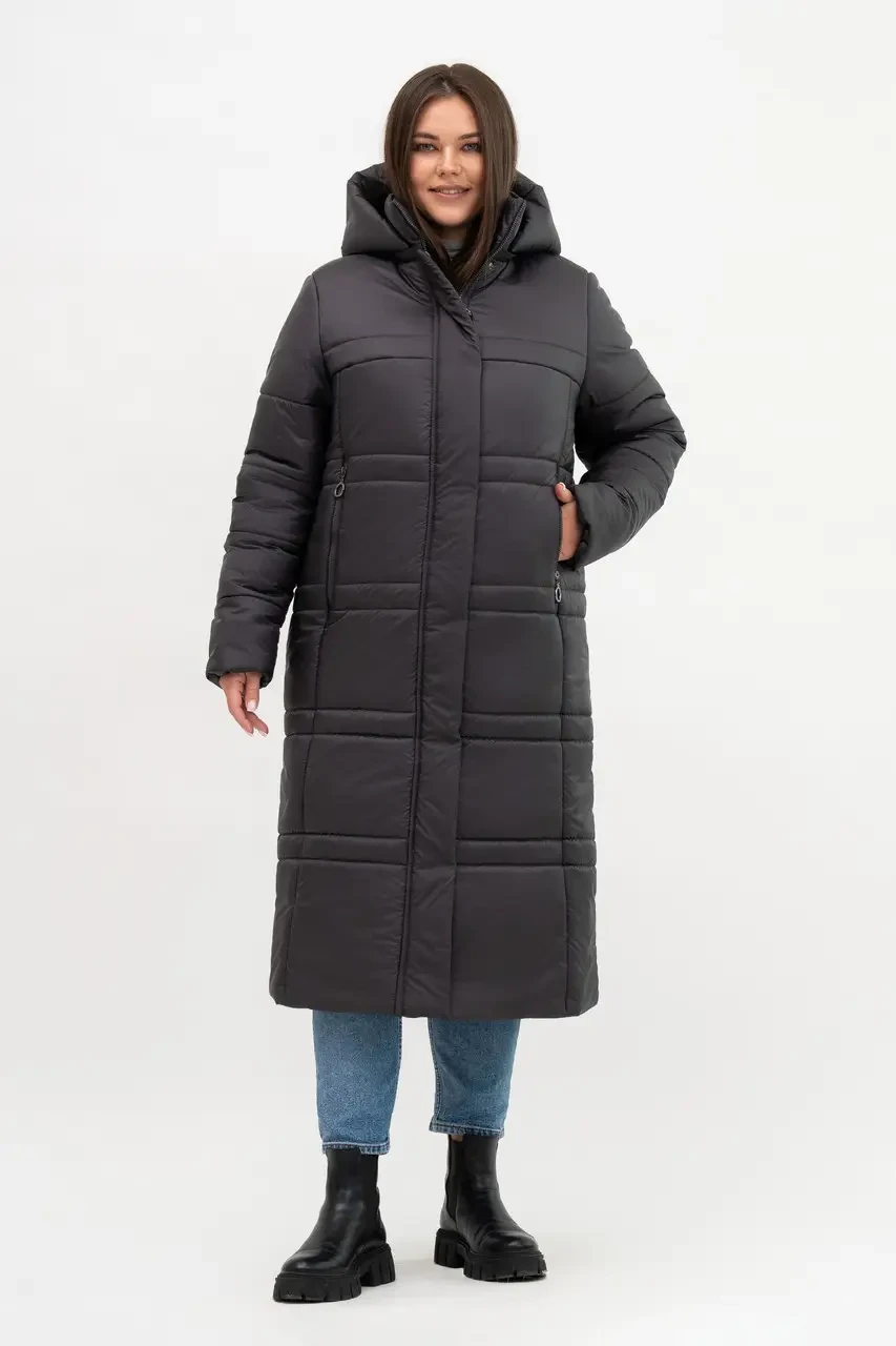 Жіночий довгий пуховик Li-9-1 р-ри 52–66
