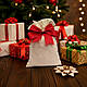 ОПТ Мішок для подарунків новорічний бавовна з бантом 29*20 см, фото 4