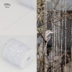 Гірлянда з кристалів, прозора з переливами, 15 м