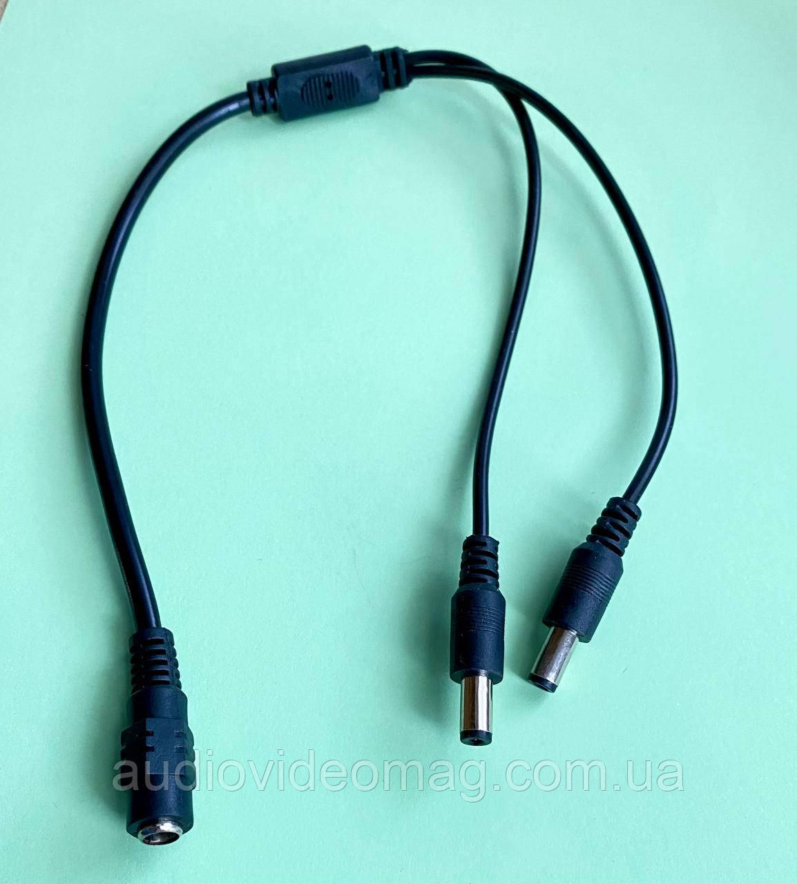 Розгалужувач живлення гніздо 5.5-2.1 на 2 штекера 5.5-2.1, фото 1