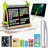 Двосторонній мольберт дитячий настільний 5 в 1 Люмік, малювання світлом, крейдою, маркерами LMA5N