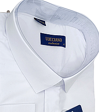 Чоловічі сорочки батал велетень Lucciano vd-1002 однотонна класична Туреччина, ошатна біла стильна, фото 5