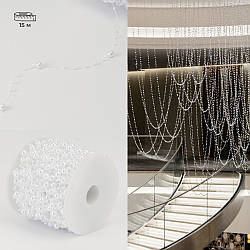 Гірлянда з намистин на волосіні, білий, 15 м