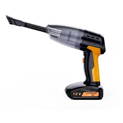 Автомобільний компресор і пилосос 2в1 HL-108, портативний ручний очищувач із манометром та насадками, фото 3