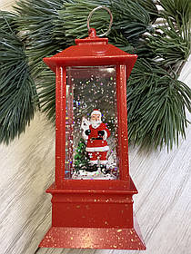 Декоративний ліхтар із Сантою . Новорічний ліхтар .
