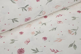 Фланель Квіти, метелики рожеві на білому, ширина 240 см