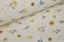 Фланель Квіти, метелики на бежевому, ширина 240 см
