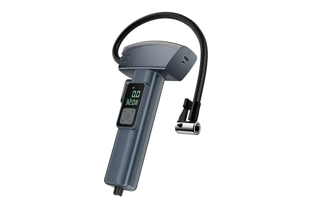 Портативний компресор SW-201, акумуляторний насос 7.4В 20L/min 150PSI, авто компресор з екраном і ліхтариком