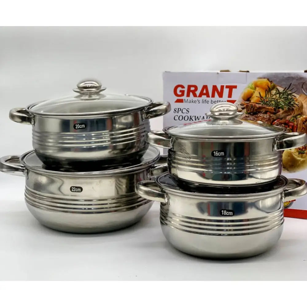 Набір каструль із кришками із нержавіючої сталі на 8 предметів Grand GR-7020 Набір кухонного посуду