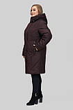 Пальто зимове Альбіна жіноче стьобане тепле на тинсулейті великих розмірів 50-60 темний марсала, фото 3