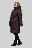 Пальто зимове Альбіна жіноче стьобане тепле на тинсулейті великих розмірів 50-60 темний марсала, фото 5