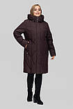 Пальто зимове Альбіна жіноче стьобане тепле на тинсулейті великих розмірів 50-60 темний марсала, фото 2