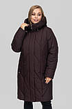 Пальто зимове Альбіна жіноче стьобане тепле на тинсулейті великих розмірів 50-60 темний марсала, фото 6