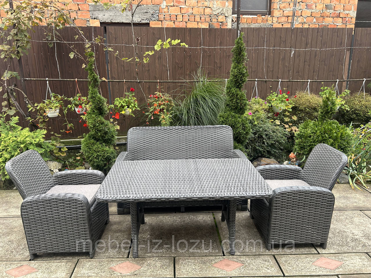 Садовий Набір з диваном -Колір Сірий, фото 1