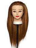 Манекен для перукаря - манекен для стрижки, укладання, плетіння, моделювання 30% натур.волос руде золото 30a, фото 2