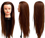 Навчальна голова манекен з прошитим волоссям для перукаря з набором резинок для плетіння 780деталей 80см 40% натурального волосся, фото 2