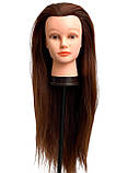 Навчальна голова манекен з прошитим волоссям для перукаря з набором резинок для плетіння 780деталей 80см 40% натурального волосся, фото 4