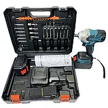 Акумуляторний безщітковий гайковерт, з набором інструментів, 2 акумулятори, 1135-4, фото 2