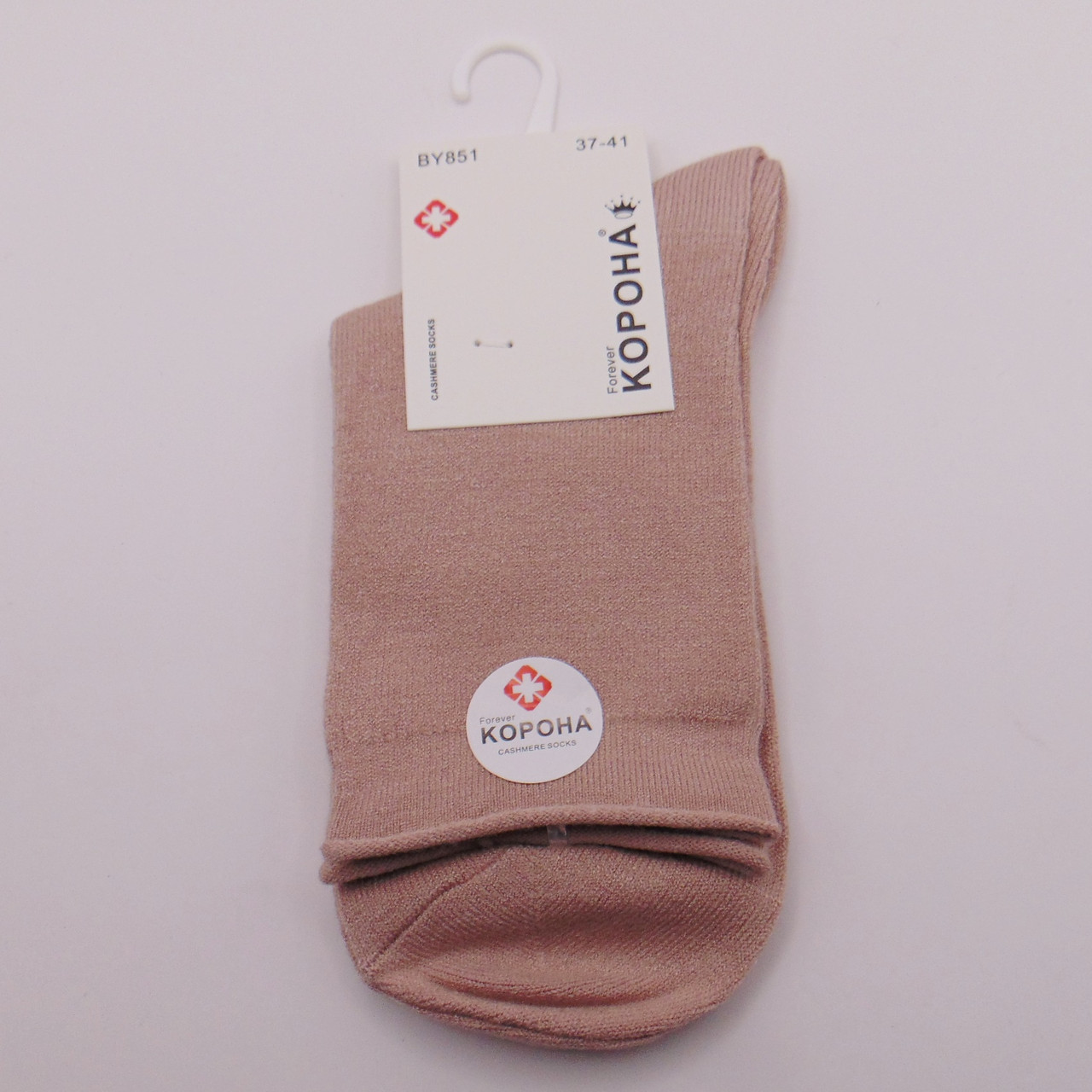 Кашемірові шкарпетки без гумки 37-41 рожеві Корона 851, фото 1